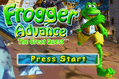 Frogger Advance: The Great Quest title screen for GameBoy Advance